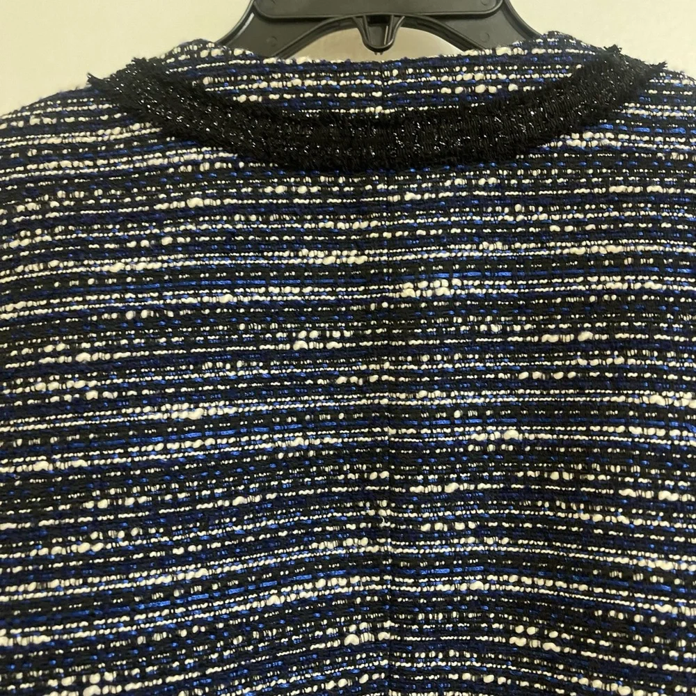 Karl Lagerfeld Open Front Blazer Blue Collarless Size Large - Picture 5 of 6